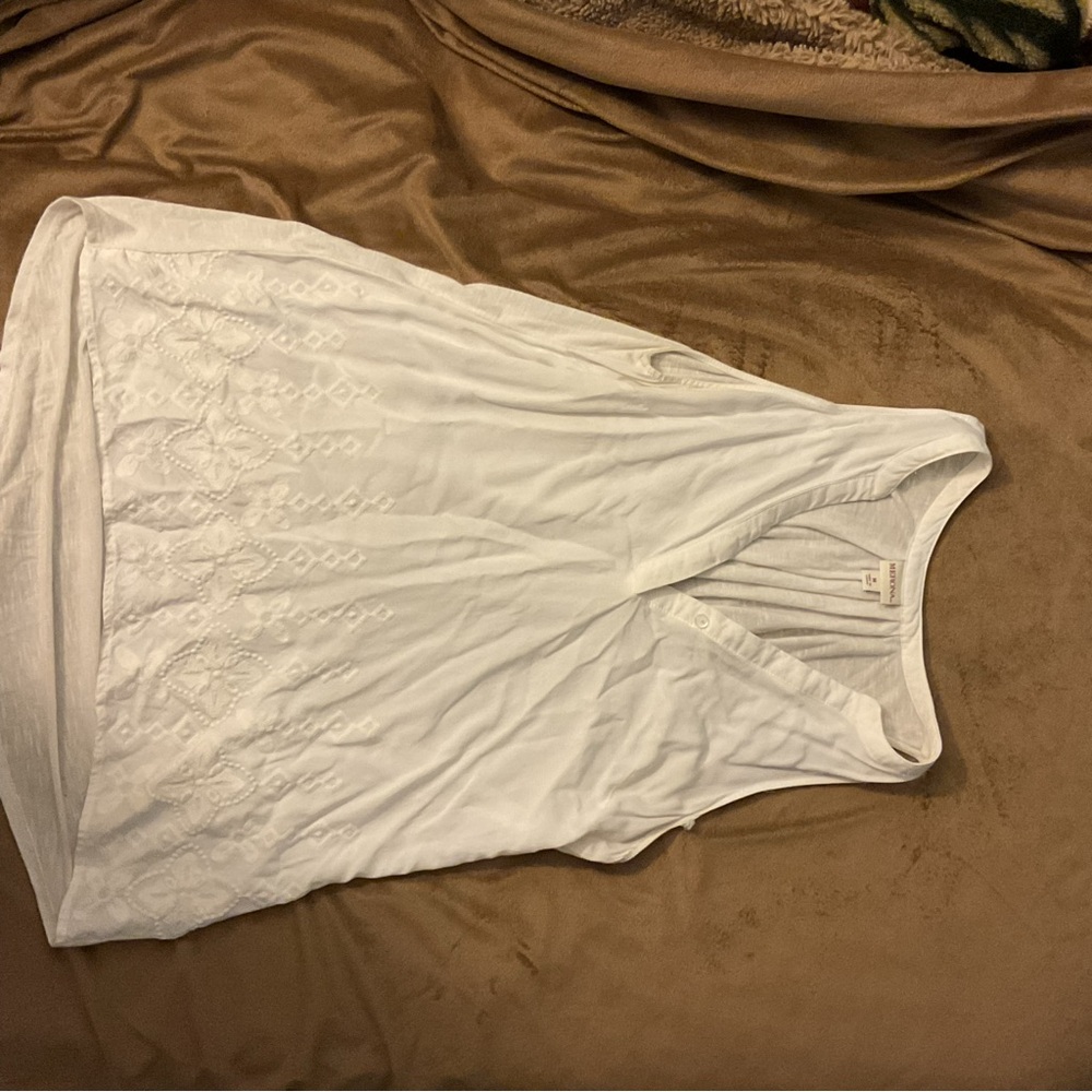 Merona White Pleated Neckline Tank